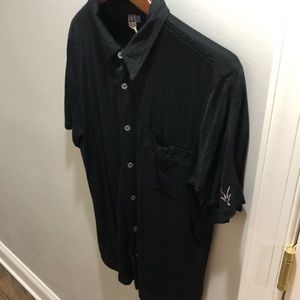 Gorgeous black ibex wool short sleeve button up